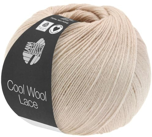 LANA GROSSA Cool Wool Lace | Extrafeine Merinowolle waschmaschinenfest und filzfrei | Handstrickgarn aus 100% Schurwolle (Merino) | 50g Wolle zum Stricken & Häkeln | 400m Garn FB 56