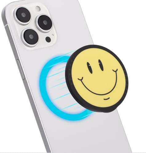 HAOBOBRO Haobobro Supporto per Cellulare Pieghevole Supporto per Dito Magnetico - Include Anello Adattatore per MagSafe - Supporto per Smartphone per Samsung, iPhone, Xiaomi, LG, Sony e Altri - Smiley