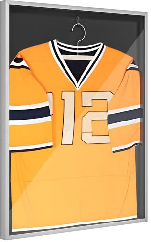 HOMCOM Frame Box T-Frame Aluminiumrahmen für Trikottür, Acrylfutter, Filz, 70 x 90 cm, silberfarben