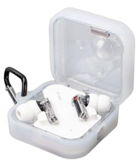 MEMELOKA Hülle für Nothing Ear 2024, Weiche Silikon Stoßfeste Dünne Schutzhülle Nothing Ear 2024 mit Karabiner, Front LED Sichtbar - Clear