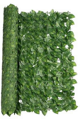 Kongou Grüner Sichtschutzzaun, grüner Blattzaun,Künstlicher Sichtschutzzaun | Dekoratives Zaunelement aus künstlichem Efeu, Zaun-Sichtschutz für Hof, Außenbereich, Balkon