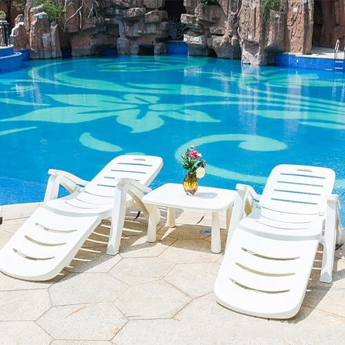 Tdfersasdw 2er-Pack Outdoor-Chaiselounge-Sessel, Verstellbarer 5-Positionen-Liegestuhl mit Rollen, klappbare Lounge für Terrasse, Hinterhof, Pool und Strand,Weiß