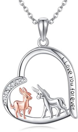 JERWLI Esel Geschenke 925 Sterling Silber Esel Anhänger Halskette süße Esel Schmuck für Frauen Mädchen Damen