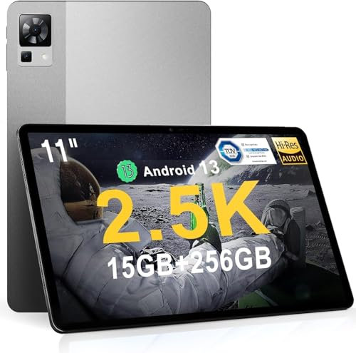 NEUJD DOOG T30 Pro 11 inch tablet, 15GB+256GB ROM/2TB TF, 2.5K Android 13 Tablet, 4G Tablet with Sim Card Slot, 8580mAh, 2.4G/5G WiFi & Bluetooth 5.2, 20MP+8MP, Widevine L1, grey