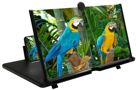 Enbar 30,5 cm (12 Zoll) Bildschirmlupe, Bildschirmverstärker für Handy, 3D-Smartphone-Verstärker mit faltbarem Ständer, Schwarz