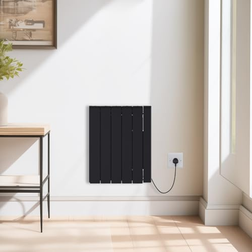 NRG 1500W Electric Radiator Wi-Fi Free Standing or Wall Mountable Black | Portable Plug in Electric Heater, 24 Hour Timer, With 360 ° Wheels, Ceramic Heating Element
