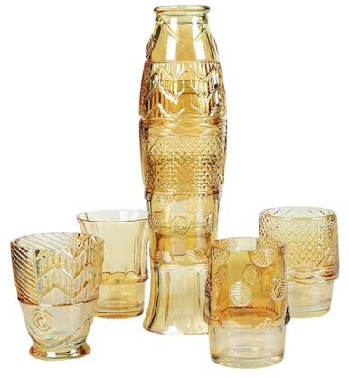 Lipitaley Koi-Trinkgläser im Fisch-Design, stapelbare Trinkgläser, farbiges Getränkeglas, nautische Glaswaren, Fisch-förmige Gläser für Heimdekoration, 4 Stück, Gold