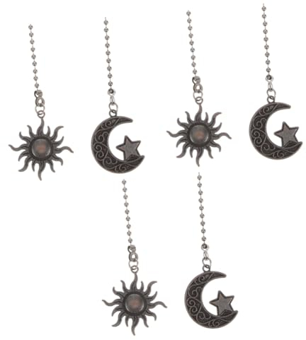 SEWOART 6 Stk Zugschnur wechseln Lampendekor für zu Hause Glühbirnenkette Mondanhänger Boho-Hängelampe Mond-Sonne-Zugkette Kronleuchter-Kettenanhänger Deckenlampe Kette Zinklegierung