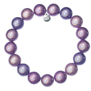 Leslii Reflective Pearls Perlen-Armband Magic 3D-Effekt (Lila Multi Ø 12mm)