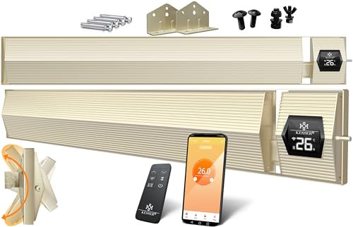 KESSER® Dunkelheizstrahler Heizstrahler mit Fernbedienung & WiFi APP 2400W Terrassenheizer Infrarot Terrassenheizstrahler Wand-Heizstrahler Schwarzstrahler Quarzstrahler Terrassenstrahler Timer
