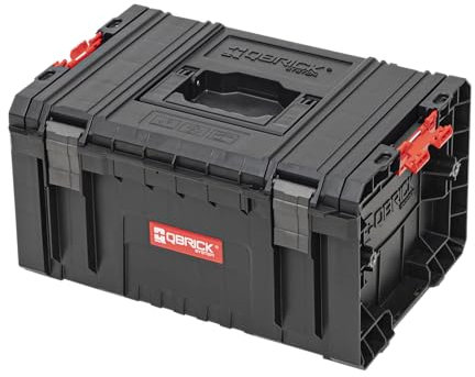 Qbrick - System PRO Toolbox 2.0 BLACK - Tool Box with Clamp Locks - Organiser Storage for Box Set and Accessories, Resists Mechanical Damage - Dust & Water Resistant
