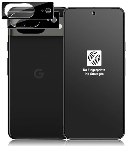 Funrae Couverture Complète Verre Trempé Mat pour Google Pixel 8 et Caméra Arrière Protecteur [2+2 Pièces], Anti-Reflet, Anti-Traces de Doigts, 9H Dureté Matt Protection écran
