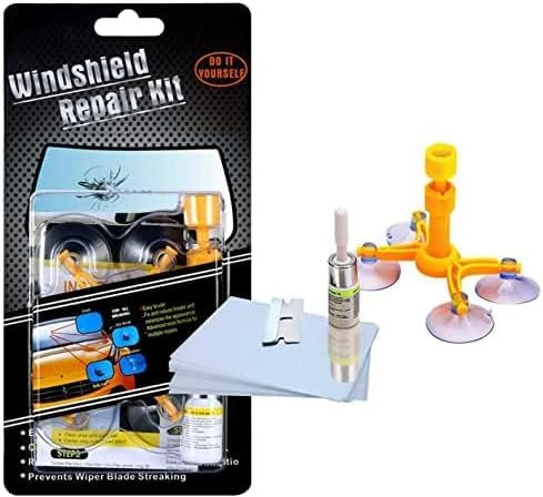 Manelord Kit Reparation Pare Brise, pour Réparer Les Éclats de Fissure de Pare Brise Voiture, Toile D'araignée, Bulls-Eye, en Forme D'étoile, Croissant Demi-Lune