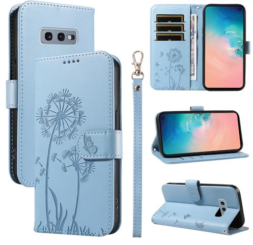 Bravoday Handyhülle für Samsung Galaxy S10e Hülle, Premium PU Lederhülle Klappbar Tasche Klapphülle mit Magnet Kartenfach Standfunktion Schutzhülle für Galaxy S10e, Hellblau