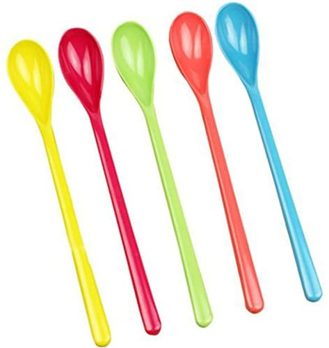 Generic 5 Pcs Mixed Color Long-Handled Melamine Spoon