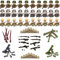 1 kit de figurines soldats d'action, soldats, 30 mini figurines militaires, comprend un mortier, 2 mitrailleuses, 1 plaque de fond, 20 sacs de sable, parfaits pour les amateurs d'histoire