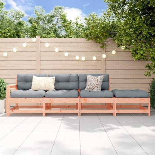 CFODOJ Outdoor-Sitzgruppe, Sektionalsofa-Einheiten für den Außenbereich, 4-teiliges Garten-Lounge-Set, Massivholz, Douglas