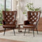 Hawthyhome 2er-Set eleganter Sessel polsterstuhl Ohnzimmer Sessel Schminktisch Stuhl mit Metall Beinen fürs Wohnzimmer/Schlafzimmer Bis 150 KG belastbar Braun
