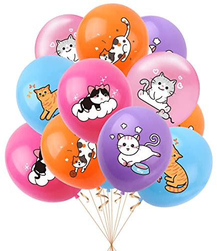 20 Stück 12 Zoll Katze Ballons farbige Katze Latex Ballons für Geburtstag Katze Thema Party Dekorationen (Katze)