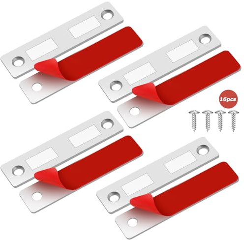 Hnjindong Lot de 4 aimants de porte de placard pour portes intérieures, autocollants puissants, ultra fins pour fermeture de tiroir