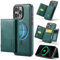 DG.MING 2 in 1 Detachable Magnetic Leather Case for iPhone 15 Pro Max, RFID Wallet with 8 Card Slots Compatible with MagSafe Wireless Charging, Shockproof Protective Phone Case (Green)