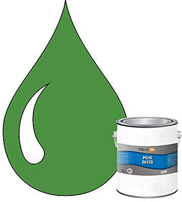 POK Peinture extérieure bois - Résistante aux intempéries BOIS - 1L - RAL 6017 Vert mai