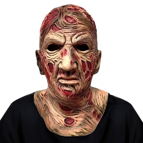 TIANHOO Maschera Krueger Maschera Lattice Testa Intera Maschera Spaventosa del Film Cosplay Headwear Maschera Costume Adulto Maschera Zombi per Halloween Prop Nightmare Street Headgear Mask