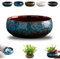 Lotus Bowl Pot de fleurs en céramique pour plantation dans l'eau à l'intérieur, pots pour plantes succulentes hydroponiques, esthétiques uniques et émaillés pour bonsaï (bleu)