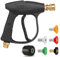 Afenau High Pressure Washer Gun, Tubby Pressure Washer Gun with M22 14MM Fitting Hose Connector and 5 Nozzles & 1/4'' Quick Connector, Car Wash Gun Short Gun for Car Washing and Patio Cleaning