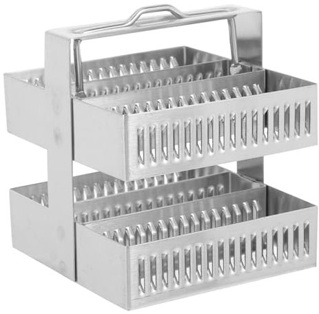 TIDTALEO Multi-function Stainless Steel Microscope Slide Rack Lab Slide Staining Holder Space-saving Design