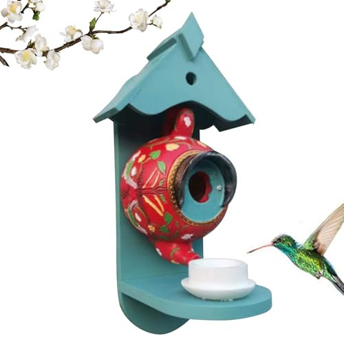 Vogelfutterstation Kit | Teekanne Vogelfutterspender | Eichhörnchensicher Wildfutterspender Outdoor Haus Teekanne Outdoor Deko Niedlich Lustige Häuser für Terrasse Garten Hof