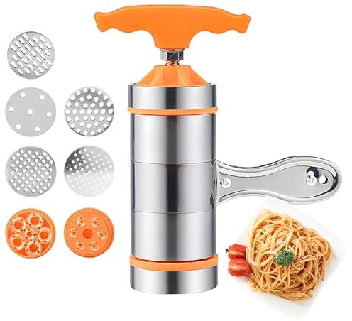 Manuelle Nudelmaschine - Edelstahl Nudelherstellung Maschine mit 7 Formen | Handheld Fettuccine und Spaghetti Maker für Ramen, Chinesische Nudeln, Küche Teigroller, Hausgemachte Pasta Press Tool