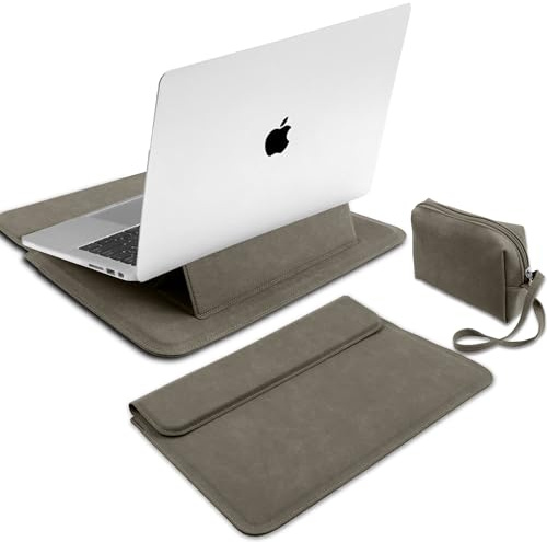 MiRowy 15-16 Zoll Laptop Sleeve Laptophülle, mit Standfunktion Laptoptasche, für MacBook Pro 16 (M5~M1, Pro/Max), MacBook Air 15 Zoll (M5~M2), für Samsung, XPS, Lenovo, HP 15-16 (Kaffeegrau)