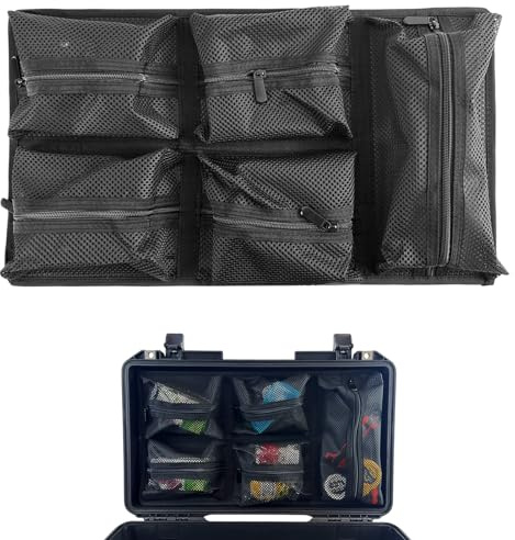 Verbesserter Pelican 1535 LAFENLIN Deckelorganizer für Pelican 1535, 5 Netztaschen, Aufbewahrungs-Organizer, passend für Kamerataschen, Tauch-Trockenkisten, Hartschalenkoffer und Werkzeugkästen