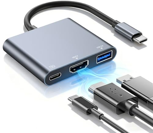 USB to USB C Adapter Hub, 4K USB C to HDMI, HDMI to USB Splitter Multiport Digital AV Converter, USBC to HDMI with 100W, 3.0 Port, for MacBook Pro/Air, iPad, Monitor and USB Devices, Color