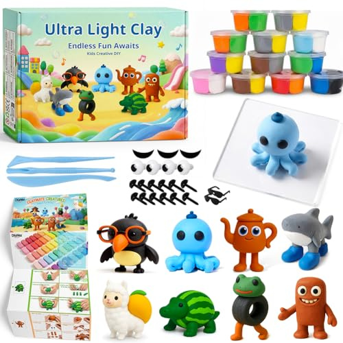 Dlishka DIY Italian Toy Brainrot Bastelset,Ultra Leichte Lufttrocknende Knete Für Kinder,Kreatives Figuren Bastelkit Mit Werkzeugen & Zubehör,T Tung Tung Sahur,Tralalero Shark Inspiriertes Geschenk.
