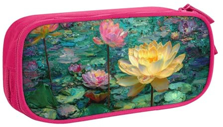 LHFIOHIRG (Lotus Monet) Federmäppchen mit großem Fassungsvermögen, doppellagig, mit Reißverschluss, Schreibwaren, Organizer, Make-up-Tasche für Schule, Büro, Reisen, rose, One Size, Federmäppchen