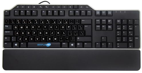 SIMPLETEK - USB Multimedia Keyboard - QWERTY US Layout Stickers (English) pre-applied - Volume Keys and Shortcut Keys - 2-Port USB Hub - KB522