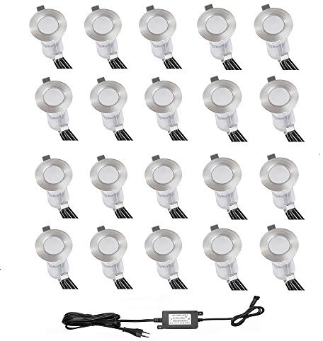 SUBOSI 20er mini Bodeneinbaustrahler Set DC12V Ø19mm 0.4W LED Einbaustrahler IP67 Wasserdicht Einbauleuchten Außen Terrasse Küche Garten Led Lampe
