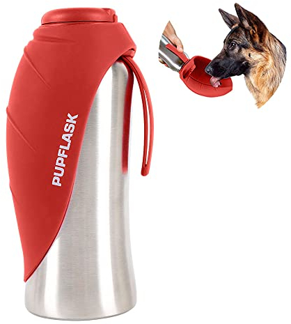 PupFlask Large Dog Water Bottle | 800 or 1200 ml Stainless Steel | Convenient Dog Water Dispenser | Puppy Travel Water Bowl | Portable Pet Water Bottle | Leak Proof Bottle Perfect Size For All Breed