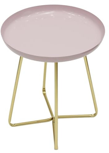 HOME DECO FACTORY Table D'Appoint Plateau Rond Glossy Rose