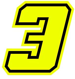 4R Quattroerre.it 13383 Numero Racing 3 Moto GP, Giallo Fluo, 10 x 10 cm