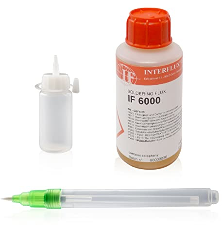 GALLUNoptimal Flussmittelstift 10 ml unbefüllt mit Nylonpinsel inkl. Nachfüllflasche und 100 ml Interflux IF6000 Flussmittel