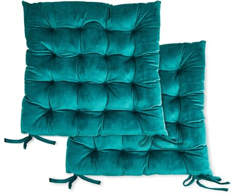 Emma Barclay Velvet Holland Luxury Seat Pad in Emerald Green - 16x16 (40x40cm)