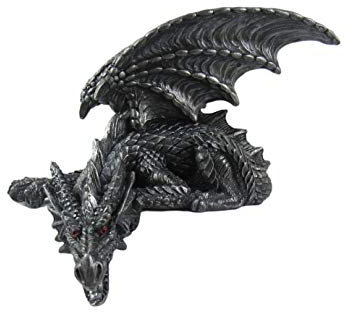DWK Stille Sentinel Bücherregal sitzender Drache Figur | Home Office Fantasy Decor | Regal sitzende Figur | Drachen-Fantasie Home Decor | Bücherregal-Dekoration – 17,8 cm