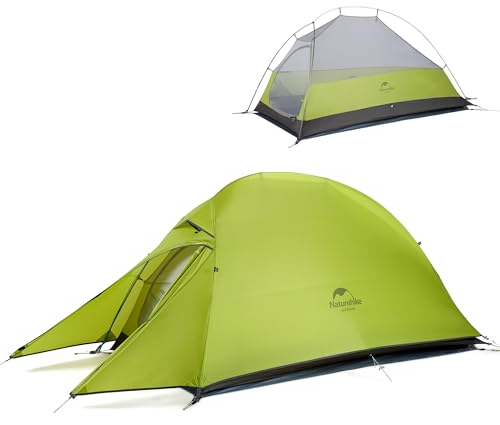 Naturehike Cloud up 1 Person Rucksack Zelt Leichtes Camping Wandern Kuppel Zelt für 1 Mann (Hellgrün 20D)
