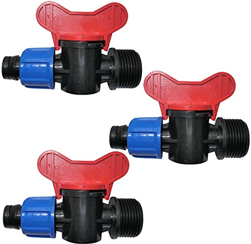 Aerzetix - C48601 - Set di 3 rubinetti di Fermare 16x26mm per Tubo da Giardino Piatto Pressione 4 Bar - valvola Filettatura Esterna per Sistema di irrigazione a Goccia