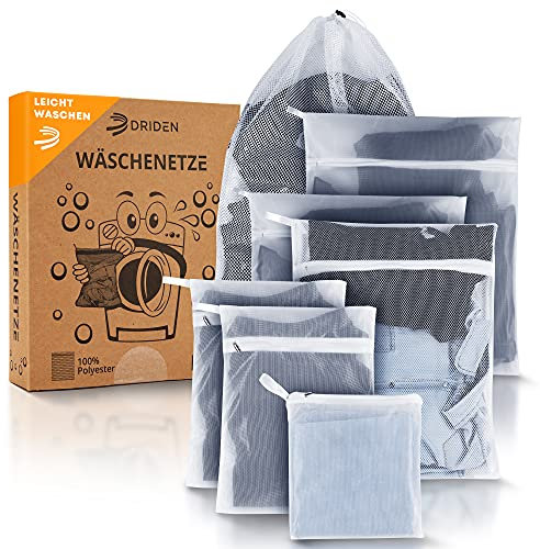DRIDEN Wäschenetz für Waschmaschine & Trockner [7er Set] Extra strapazierfähig - Wäschesack ohne Abfärben - Für seidige Wäsche bis hin zu Spielzeug