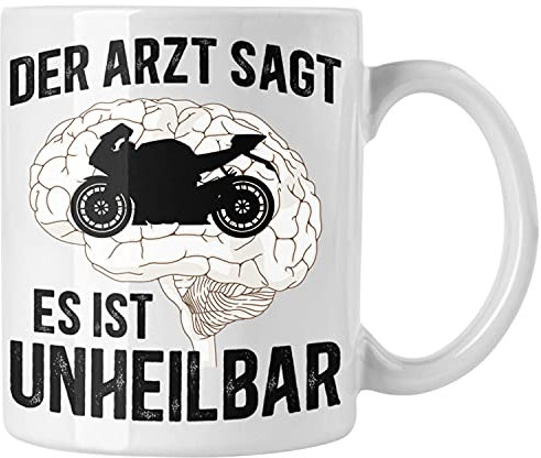 Trendation - Motorradfahrer Geschenk Männer Motorrad Tasse mit Spruch Kaffeetasse für Biker Herren (Weiß)