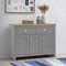 Timber Art Design UK Lisbon Adjustable Sideboards with 3 Doors 2 Drawers Buffet Storage Cabinet Cupboard Storage Unit For Living Room Bedroom Kitchen, Light Grey - H82cm x W112cm x D35cm